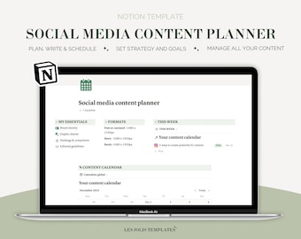 Social media content planner Notion template, Content planner editable, Instagram planner, Social media manager, Content creator dashboard