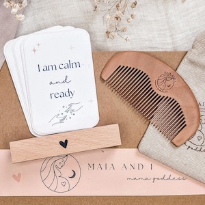 Ultimate birthing set with labour comb and positive birth affirmation cards / Birth comb / Labour tool / Hypnobirthing / Pregnancy gift