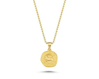 14K Solid Gold  Capricorn Zodiac Necklace • Handmade Astrology Pendant • Dainty Astrological Jewelry