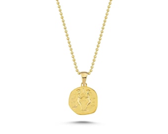 14K Solid Gold Gemini Zodiac Necklace • Handmade Astrology Pendant • Dainty Astrological Jewelry