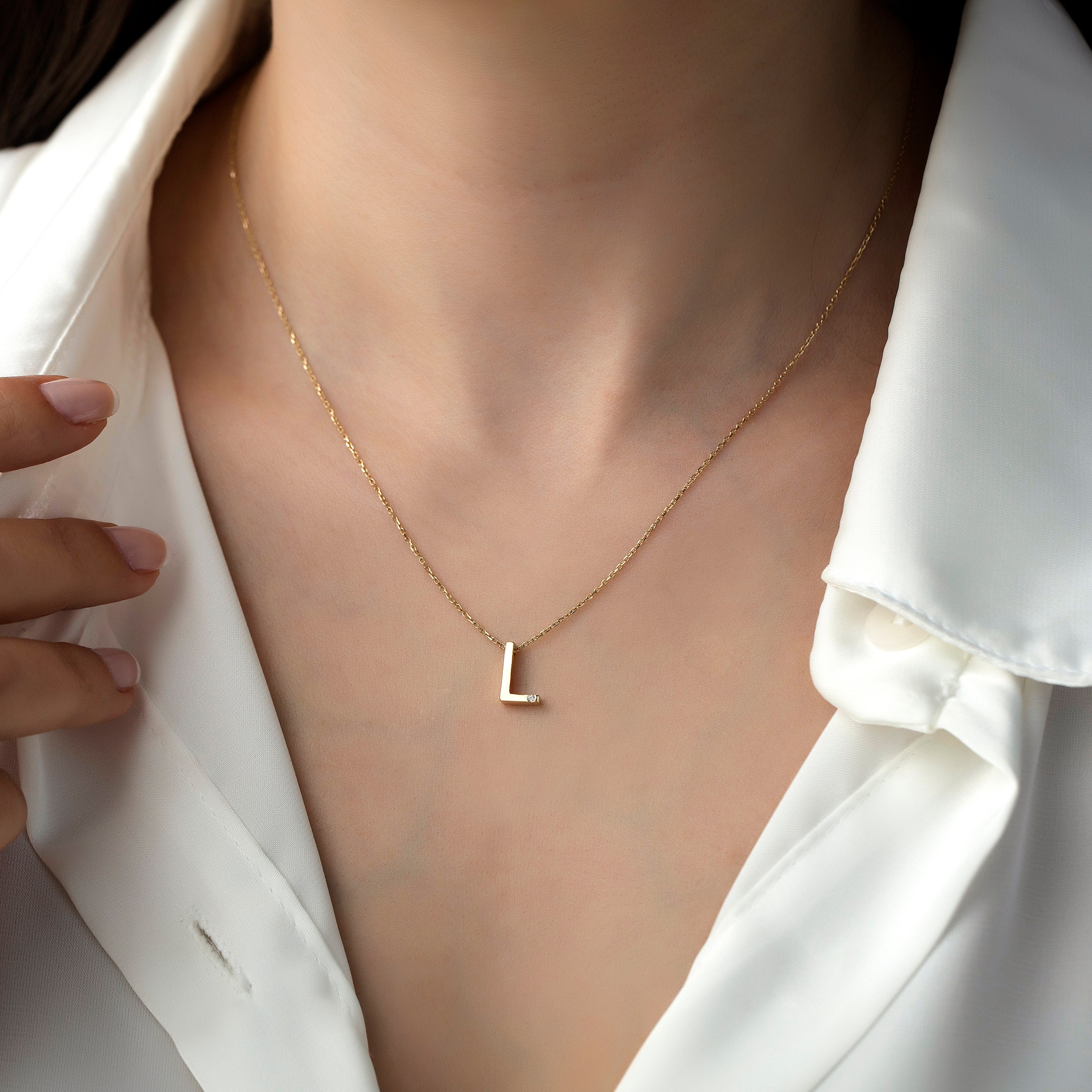 K & L Rectangle Initial Necklace – AllyOops Boutique