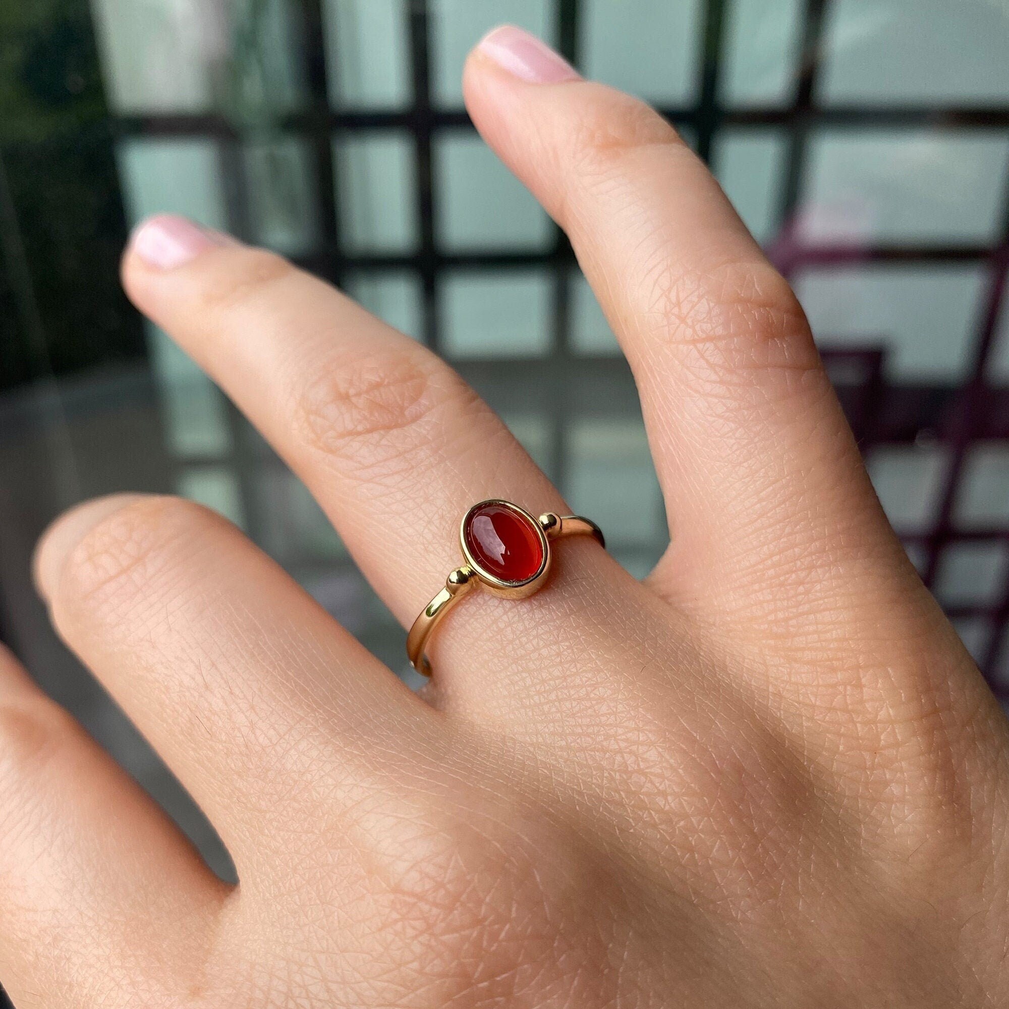 FUTIMELY Carnelian Crystal Rings Carnelian Gemstone Band...