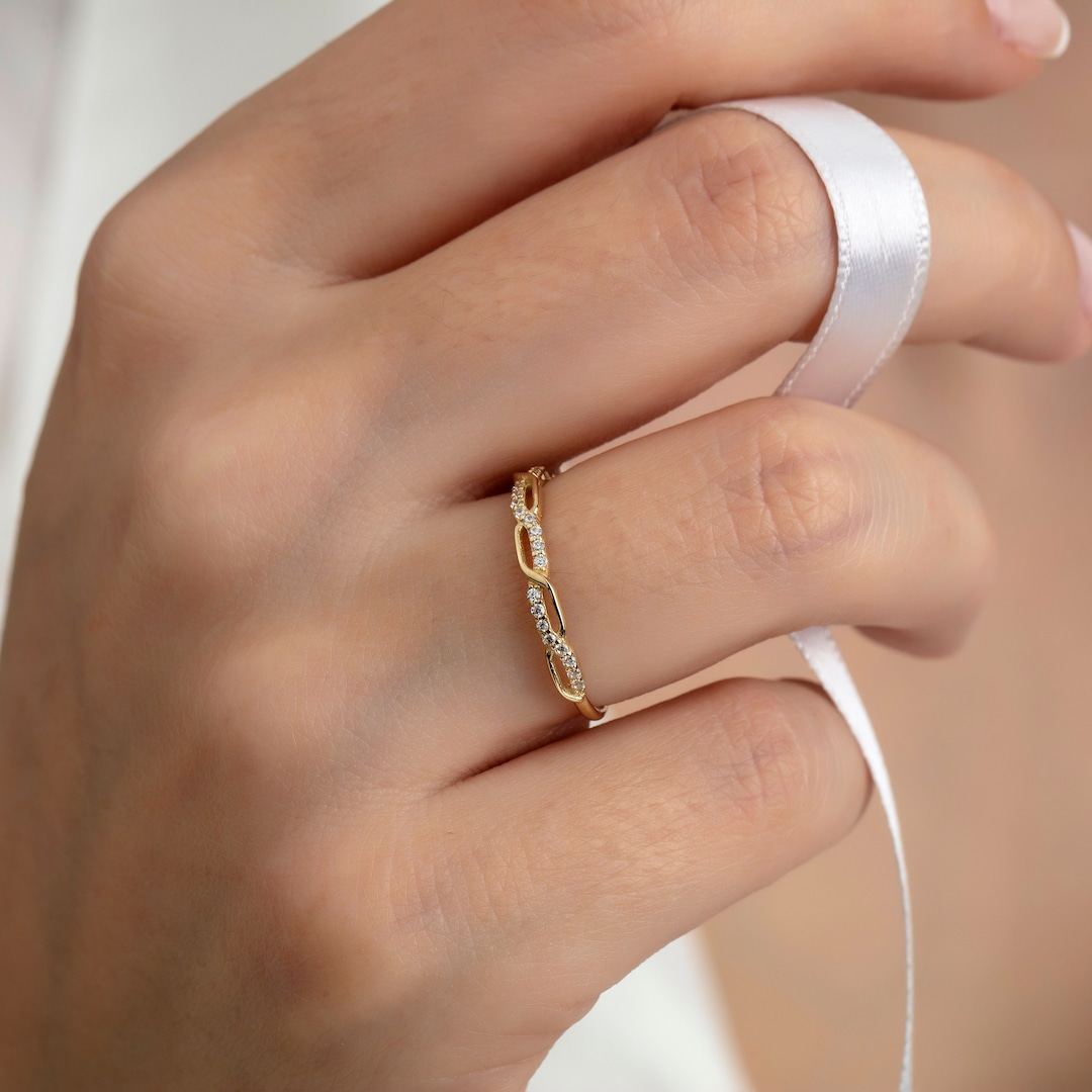 14K Solid Gold Eternity Ring, Handmade Minimalist Band - Etsy