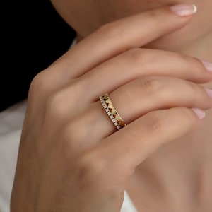 14K Gold Double Heart Ring, Square Ring, Heart Ring, Double Heart Ring, Handmade Ring, Gift for Her, Gift for Mom
