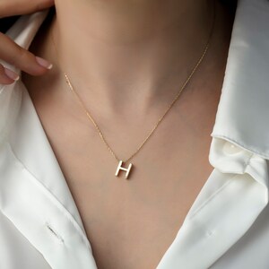 14k Gold Minimal H Buchstabe Halskette, Buchstabe Halskette, Goldketten, 14k Goldkette, Halskette für Liebe, Halskette für Name