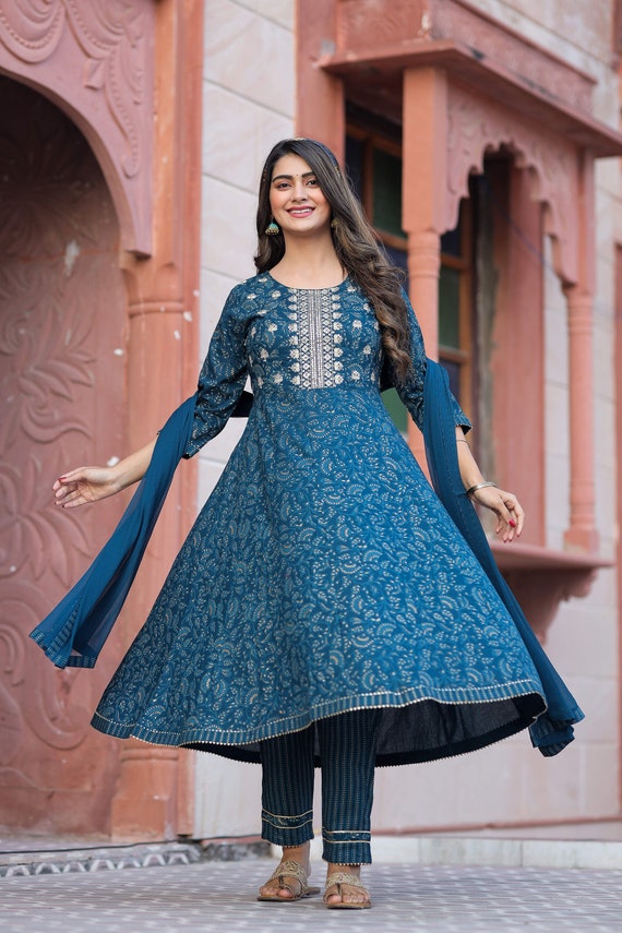 Available In Multicolor Ladies Anarkali Kurti at Best Price in Jaipur |  Plaksha Export