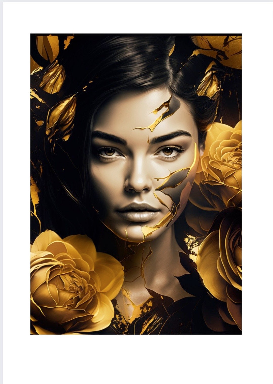 Golden Roses Poster Etsy