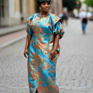 LUXE RIJKE Tante Afrikaanse boubou-jurk brokaat | danshiki | Kaftan| Jalabiya| Rijke tante | Nigeriaanse jurk| Feestjurk| Afrikaanse jurk