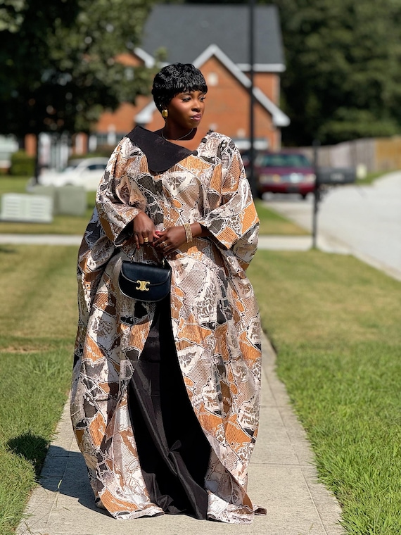 african bubu dress for ladies Luxury Brocade Gown: Taffeta Kaftan With Scarf Web Collection: Casual maternity