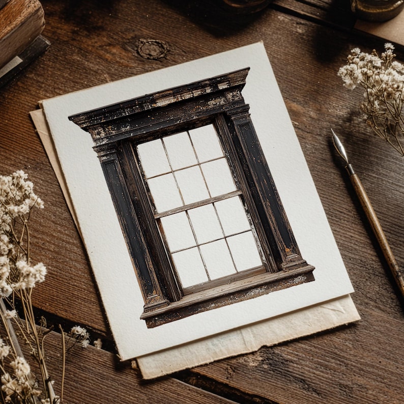 Vintage Window Frames PNG Set, Rustic Architectural Frames for Junk ...