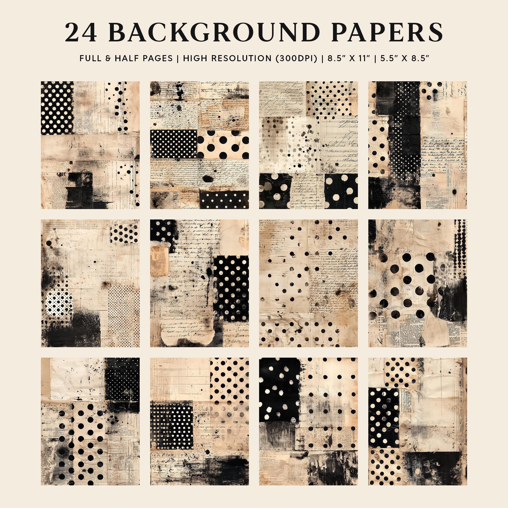 Distressed Polka Dots: Vintage Grunge Junk Journal Backgrounds ...