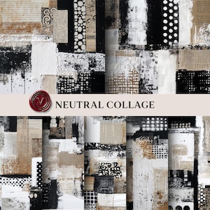 Mixed Media Collage Junk Journal Pages | Distressed Grunge Printable Scrapbook Paper | Vintage Texture Backgrounds image 1