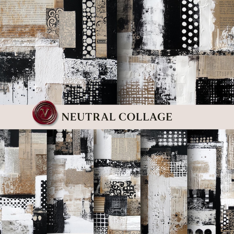 Mixed Media Collage Junk Journal Pages | Distressed Grunge Printable Scrapbook Paper | Vintage Texture Backgrounds image 1