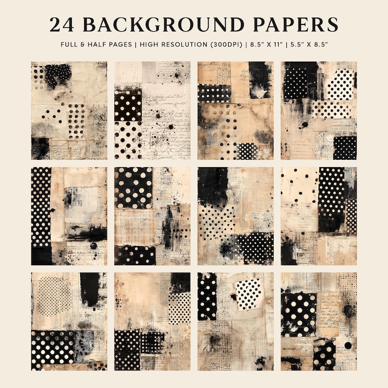 Distressed Polka Dots: Vintage Grunge Junk Journal Backgrounds ...