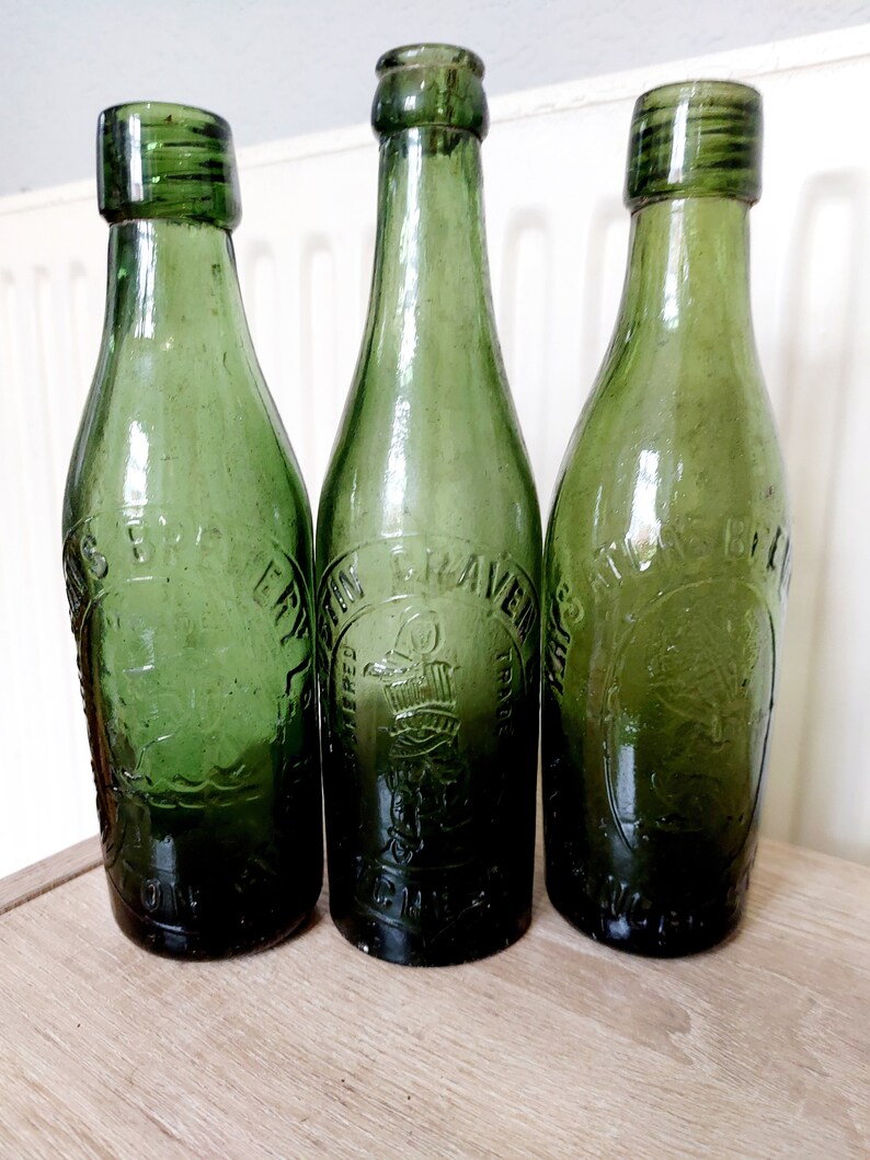 3 X Antique Pictorial Beer Bottles. Etsy