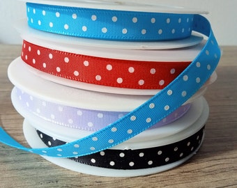 10mm Polka Dot Satin Ribbon x 3 Metres, Gift Wrapping, Crafts, Decoration