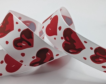 Red heart Ribbon: 25mm ribbon, Gift Wrapping, Valentine's Day