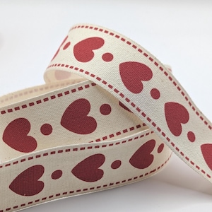 Bertie's Bows Red Heart Cotton Ribbon -  25mm -Crafts -Gift wrapping