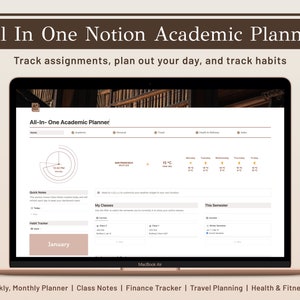 Notion student template planner, Notion All in one Student Life Planner, Academic planner, Academic planner, Notion dashboard, 2023 planner