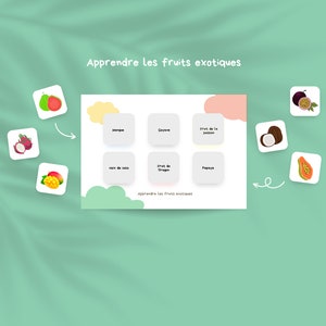 I learn fruits game for children set of 3 educational sheets