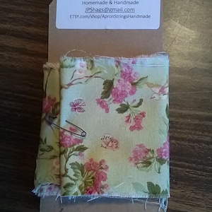 Hand Torn Fabric Ribbon, Purple, Light green with Pink Floral Print, 100% cotton, Banners, Crafts, Scrapbooks, Junk Journals, Card Making