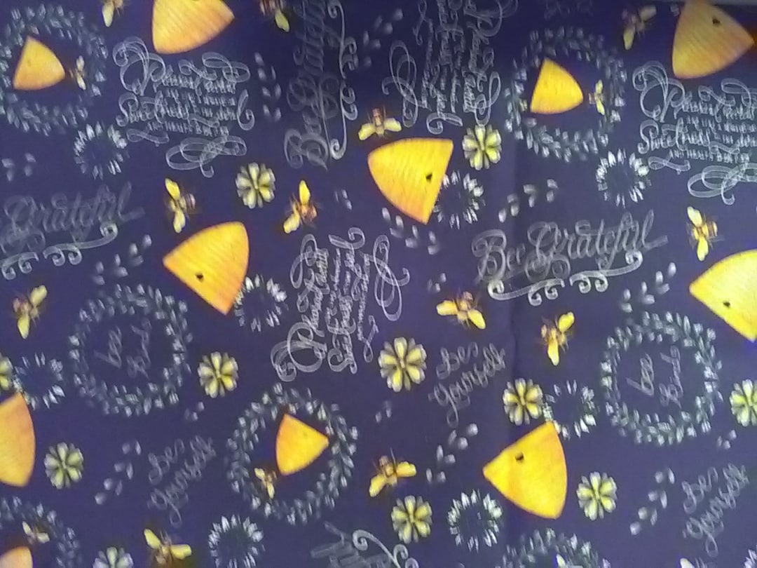 Fabric Cotton, Bee Hive, Honey Bees, Bees Fabric by the 1/2 Yard, Honey