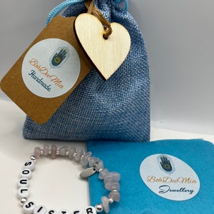 Soul Sister gemstone chip bracelet with 925 silver / single bracelet / choice of lettering