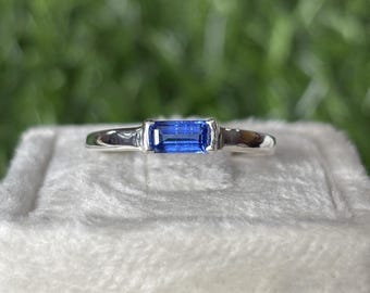 Handmade Blue Kyanite Ring: Minimalist Sterling Silver Wedding Band