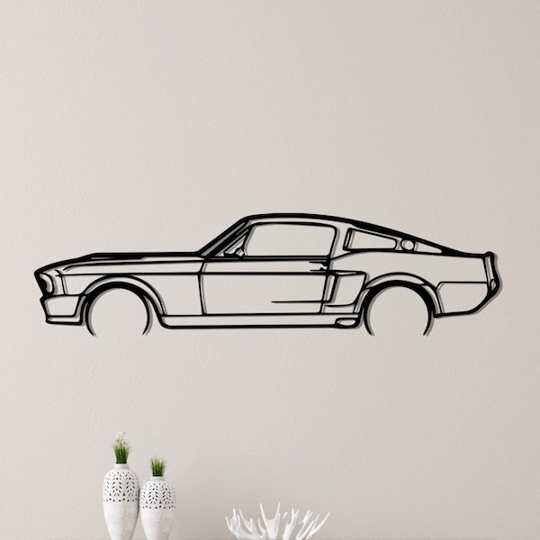 Car Silhouette, Car Decor, Metal Wall Art, Shelby 1967 Wall Decor, Garage Sign, Gifts For Men, Car Guy Gift, Wall Hanging, Car Decorations