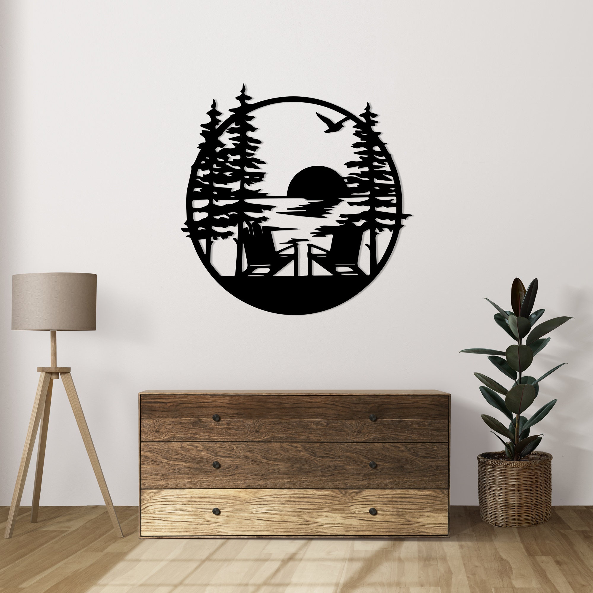 Seaside Metal Wall Art Tree Wall Decor Nature Landscape Etsy