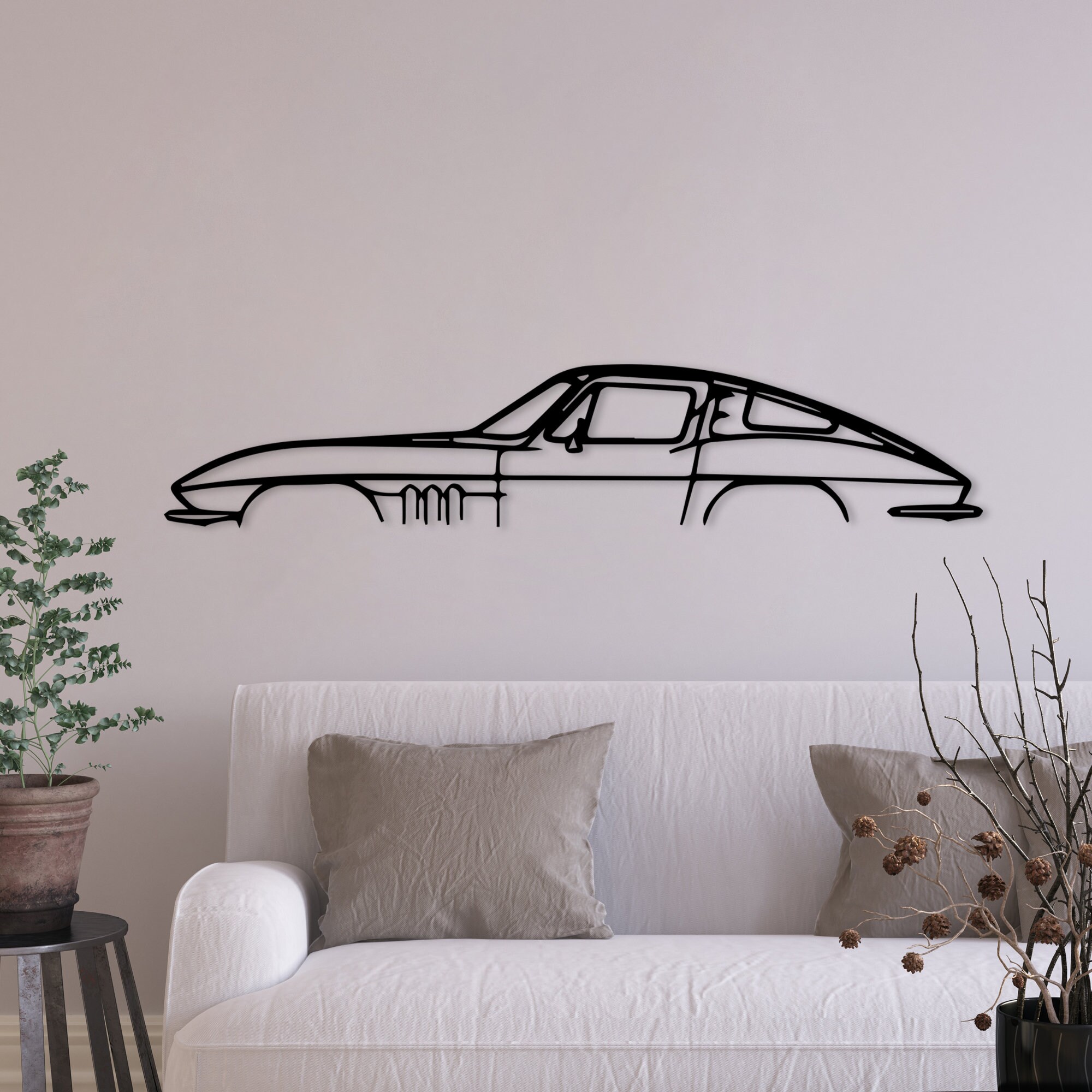 Corvette Classic Car Metal Wall Art Auto Wall Decor Garage Etsy