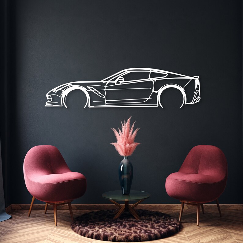 Car Corvette Metal Wall Art Silhouette C7 Wall Car Decor - Etsy