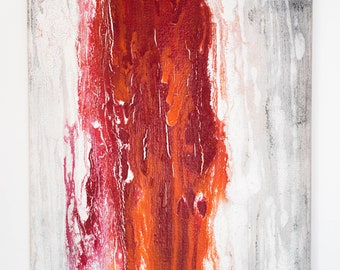 Acrylic painting on canvas, red, abstract