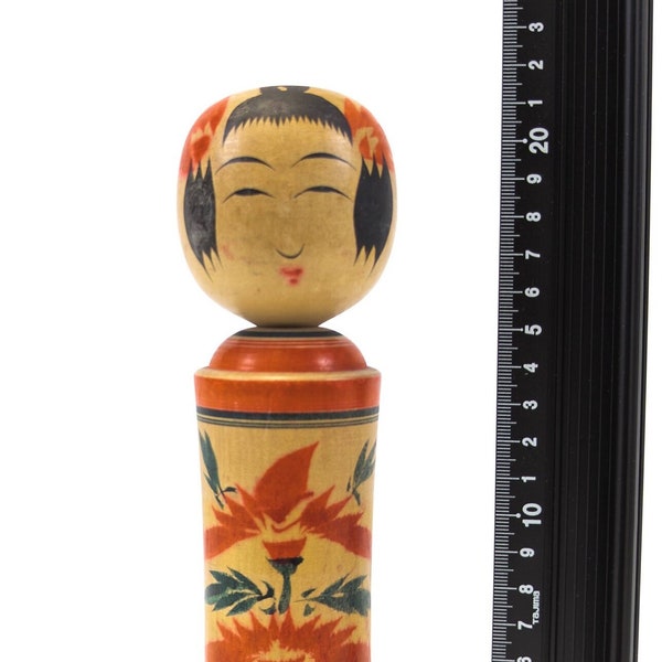 21.5cm Medium-Size Authentic Vintage Signed Kokeshi Doll - Handmade Japanese Traditional Wooden Craft (0081)