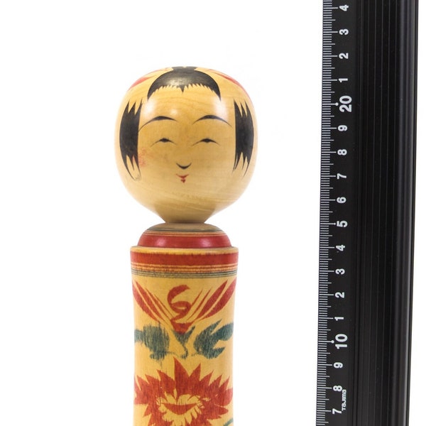 21cm Medium-Size Authentic Vintage Signed Kokeshi Doll - Handmade Japanese Traditional Wooden Craft (0073)