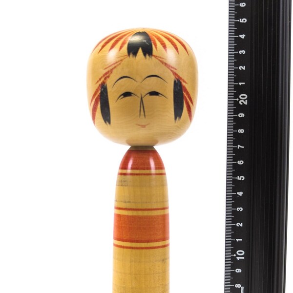 24cm Medium-Size Authentic Vintage Signed Kokeshi Doll - Handmade Japanese Traditional Wooden Craft (0080)