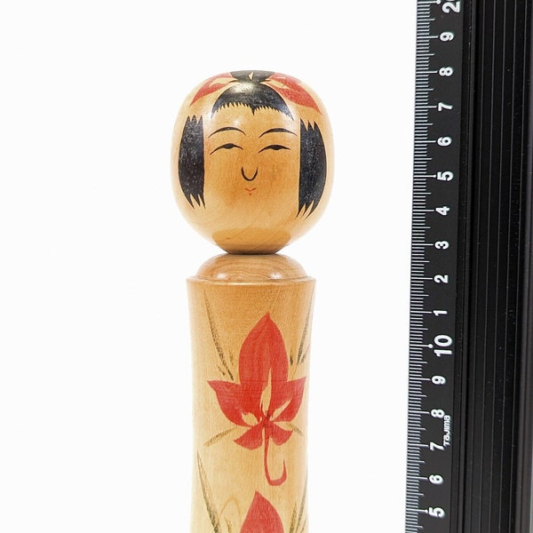 18cm Medium-Size Authentic Vintage Signed Kokeshi Doll - Handmade Japanese Traditional Wooden Craft (0044)