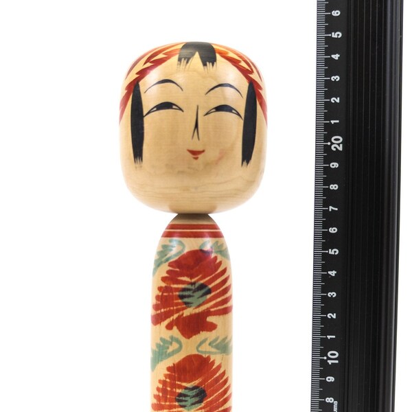 24cm Medium-Size Authentic Vintage Signed Kokeshi Doll - Handmade Japanese Traditional Wooden Craft (0082)