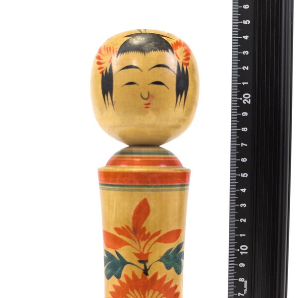 24cm Medium-Size Authentic Vintage Signed Kokeshi Doll - Handmade Japanese Traditional Wooden Craft (0077)