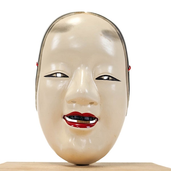 Ko-Omote Noh Mask: Handcrafted Ceramic Mask - High Quality Traditional Tobe-Yaki Ware. Folk craft, Handmade Vintage Collectible.