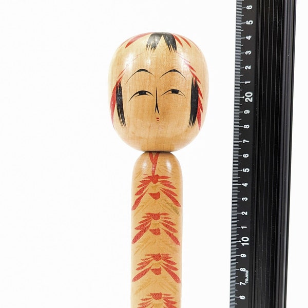 24cm Medium-Size Authentic Vintage Kokeshi Doll - Handmade Japanese Traditional Wooden Craft (0039)