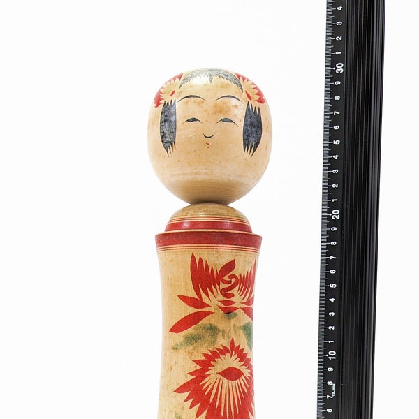 29.5cm Large Authentic Vintage Signed Kokeshi Doll - Handmade Japanese Traditional Wooden Craft (0015)