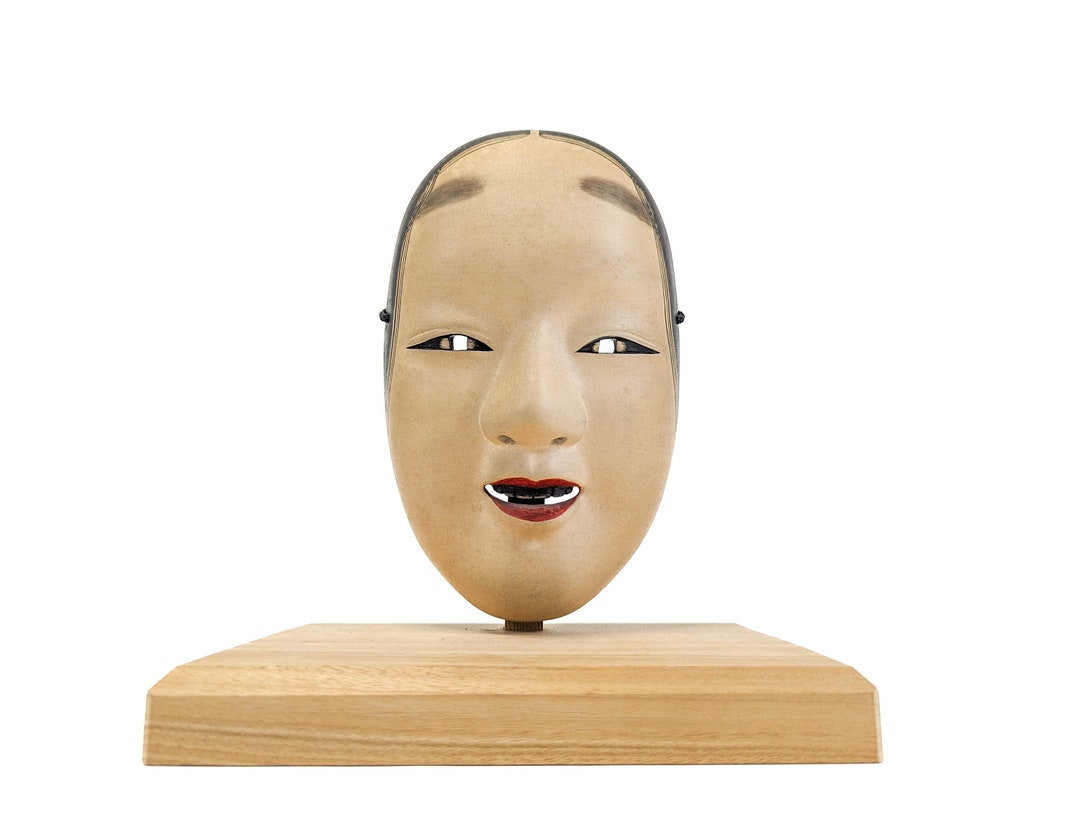 Waka Onna Young Woman Noh Mask Traditional Japanese Noh Mask. Handcrafted Wooden Mask