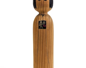 25cm (9.84") Kokeshi Doll: Large-Size Authentic Vintage Signed Kokeshi Doll - Handmade Japanese Traditional Wooden Craft