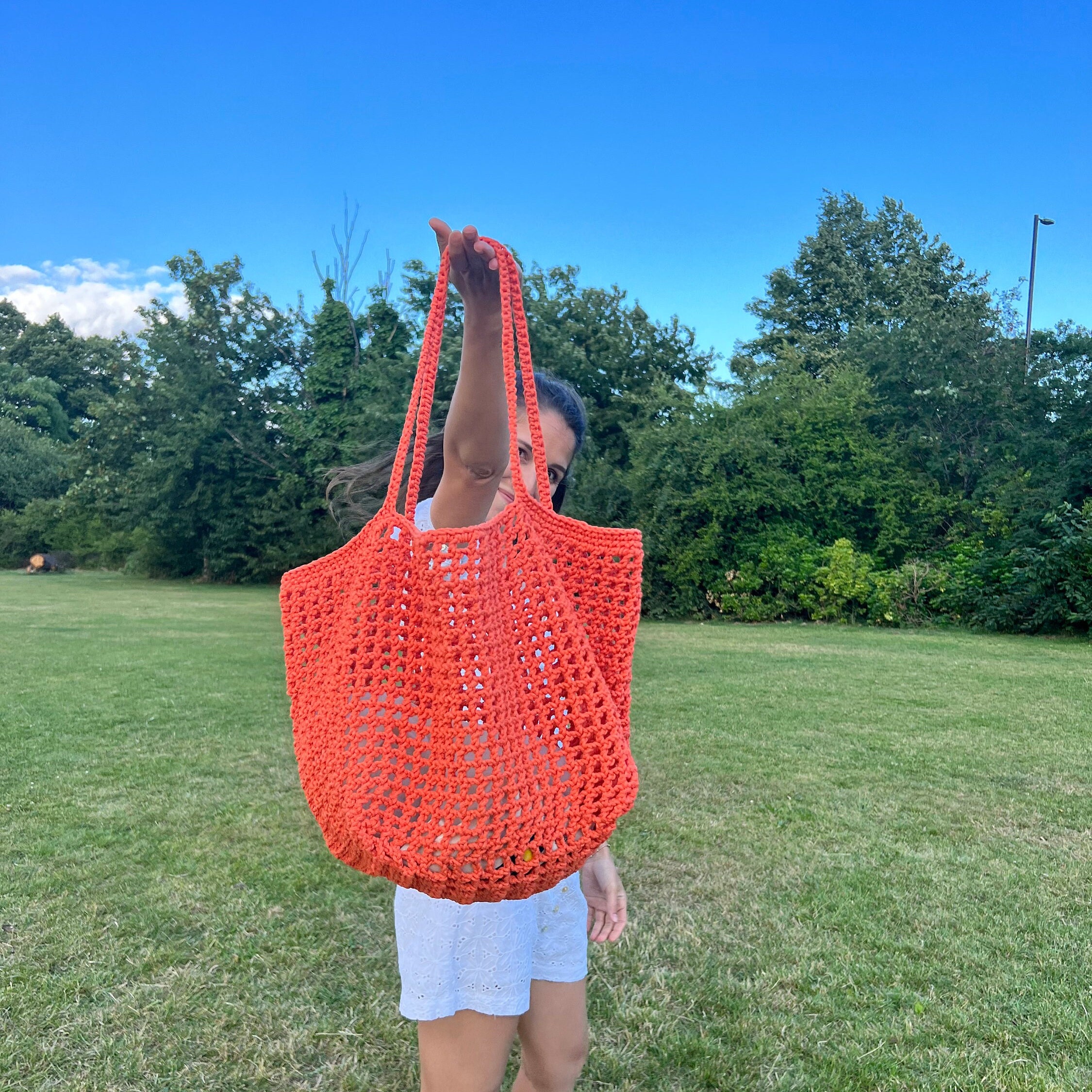 Crochet Net Bag | Handcrafted With Cotton Yarn | Sustainable