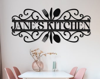 Personalized Kitchen Sign, Name Sign for Kitchen, Custom Kitchen Sign, Metal Kitchen Sign, Kitchen Name Sign, Kitchen Name Plate Gift