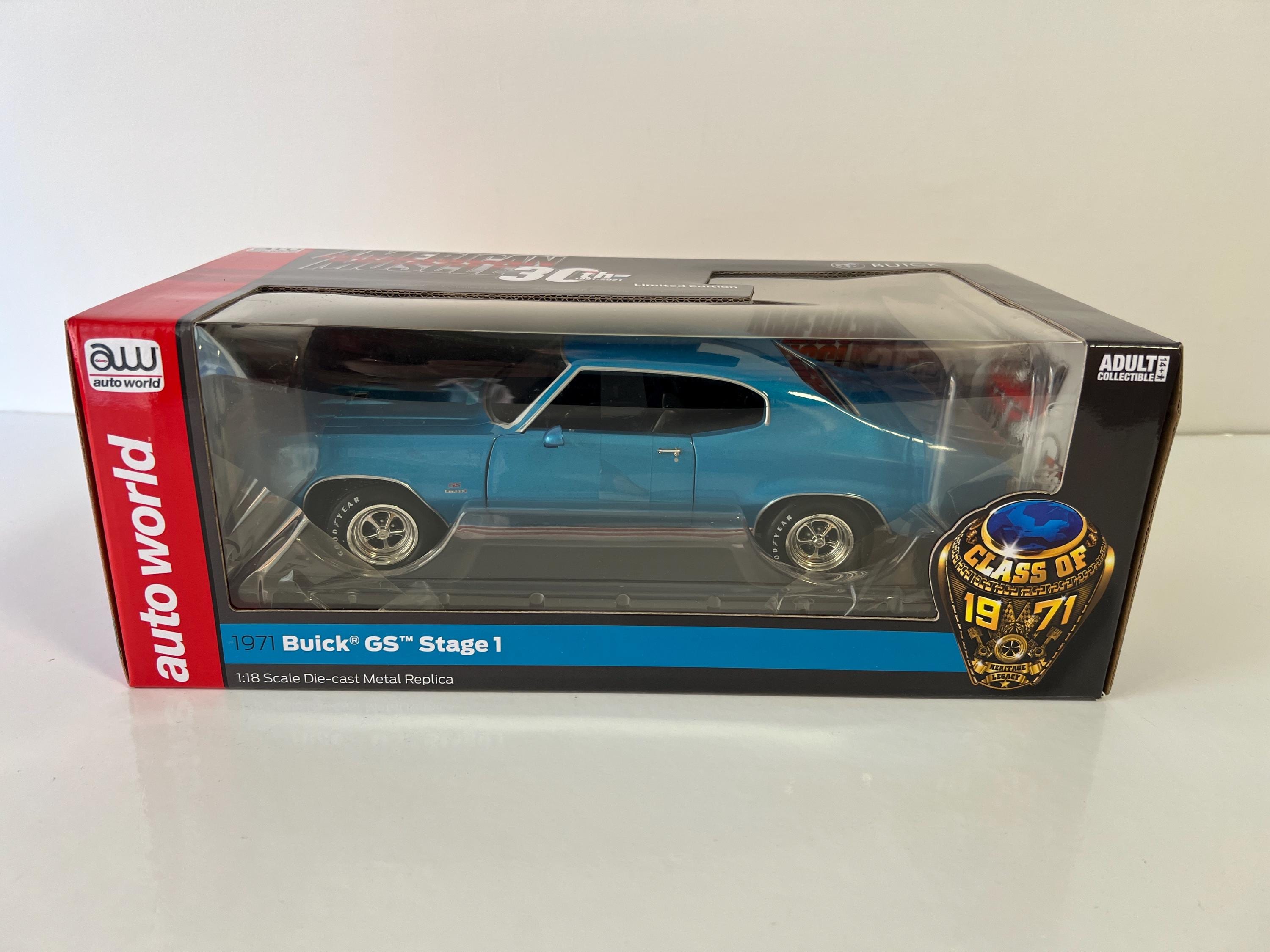Miniature Auto World 1:18 – Buick GS Stage 1 1971 – Bleu Métallisé – Neuve