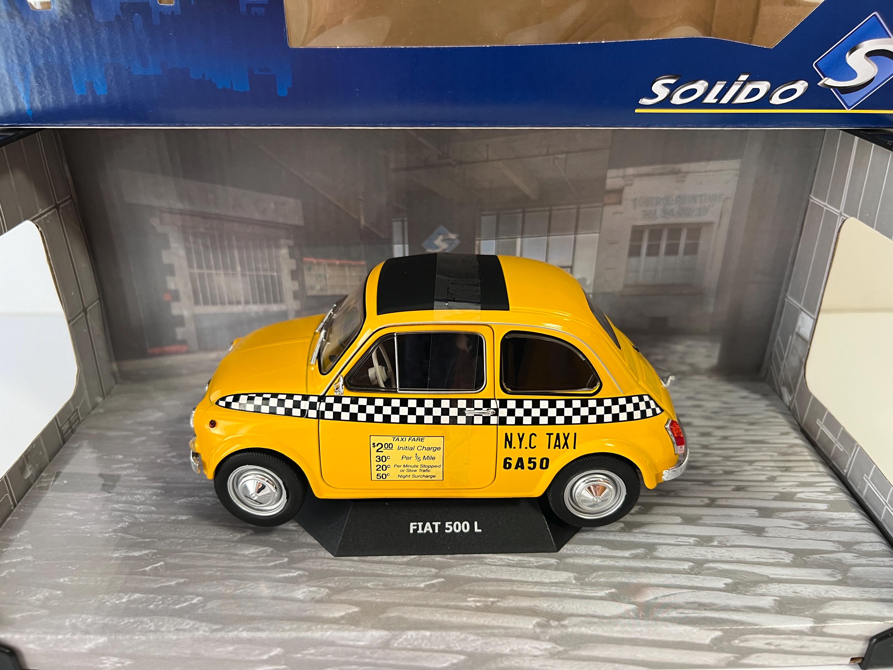 SOLIDOFiat 500 タクシーミニカー イエロー1/18 1965 Fiat 500 L NYC Taxi New York City Yellow 1/18 Diecast Model