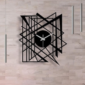 Unique Geometric Wall Clock, Oversized Wall Clock, Modern Wall Clock, Large Clocks For Wall, Minimalisit Home Gift, Silent Clock