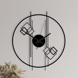Oversized Geometric Metal Wall Clock: Modern Art Deco Home Decor